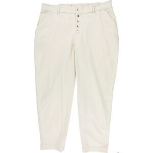 bar III Womens Solid Elastic Waist Straight Leg Casual Pants, Beige, Plus Siz...
